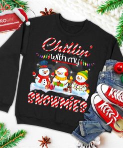 chillinE28099 with my snowmies santa snowman scarf light xmas ugly christmas sweatshirt 2 FxrPr