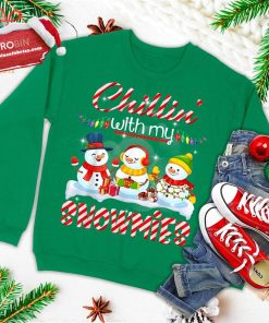chillinE28099 with my snowmies santa snowman scarf light xmas ugly christmas sweatshirt 3 tmnws