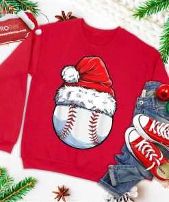 christmas baseball ball santa hat funny sport xmas ugly christmas sweatshirt 1 HVShF