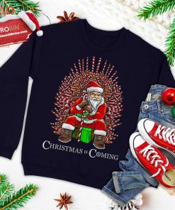 christmas is coming santa sitting on throne funny christmas ugly christmas sweatshirt 1 re9Yn