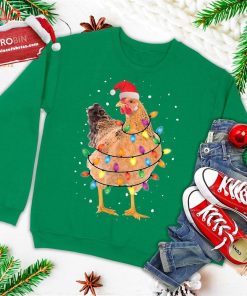 christmas lights chicken shirt santa funny xmas tree chicken ugly christmas sweatshirt 1 ef8kq