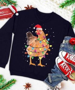 Christmas Lights Chicken Shirt Santa Funny Xmas Tree Chicken Ugly Christmas Sweatshirt