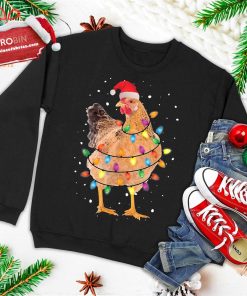 christmas lights chicken shirt santa funny xmas tree chicken ugly christmas sweatshirt 4 vqUll