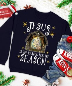 christmas nativity jesus is the reason for the season manger ugly christmas sweatshirt 1 GEmFp