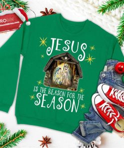 christmas nativity jesus is the reason for the season manger ugly christmas sweatshirt 3 9r15X