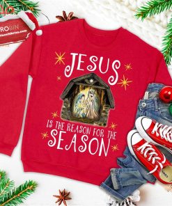 christmas nativity jesus is the reason for the season manger ugly christmas sweatshirt 4 mvgk3