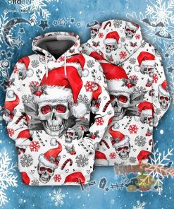 Christmas Skull Snowflakes Halloween White 3D All-Over Print Unisex Hoodie