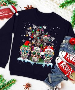 christmas sugar skull on tree funny santa sugar skull gifts ugly christmas sweatshirt 1 NXMce