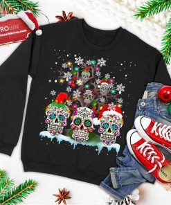 Christmas Sugar Skull On Tree Funny Santa Sugar Skull Gifts Ugly Christmas Sweatshirt
