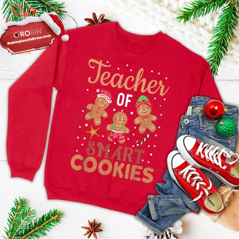 Christmas Teacher Cute Gingerbread Cookies Ugly Christmas Sweatshirt