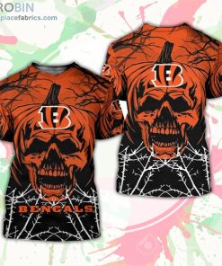 Cincinnati Bengals T-Shirt Halloween Pumpkin Skull – AOP Tshirt