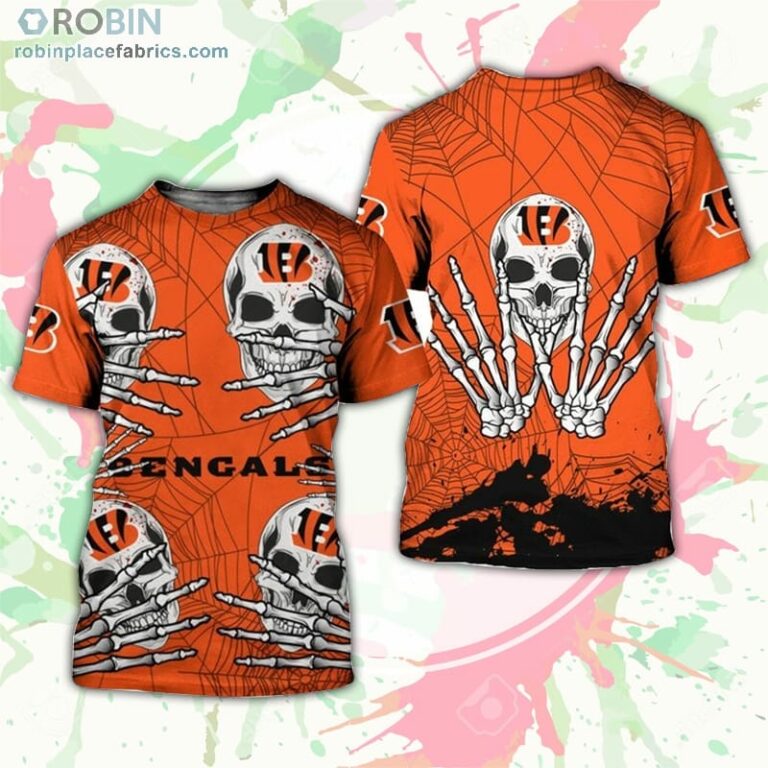 Cincinnati Bengals T-Shirt Skull For Halloween Graphic – AOP Tshirt
