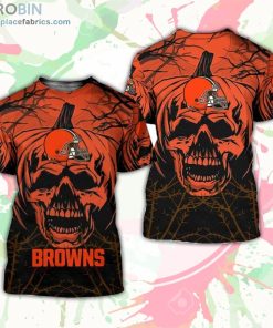 Cleveland Browns T-Shirt Halloween Pumpkin Skull – AOP Tshirt