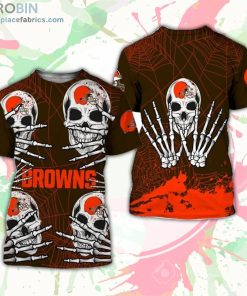 Cleveland Browns T-Shirt Skull For Halloween Graphic – AOP Tshirt