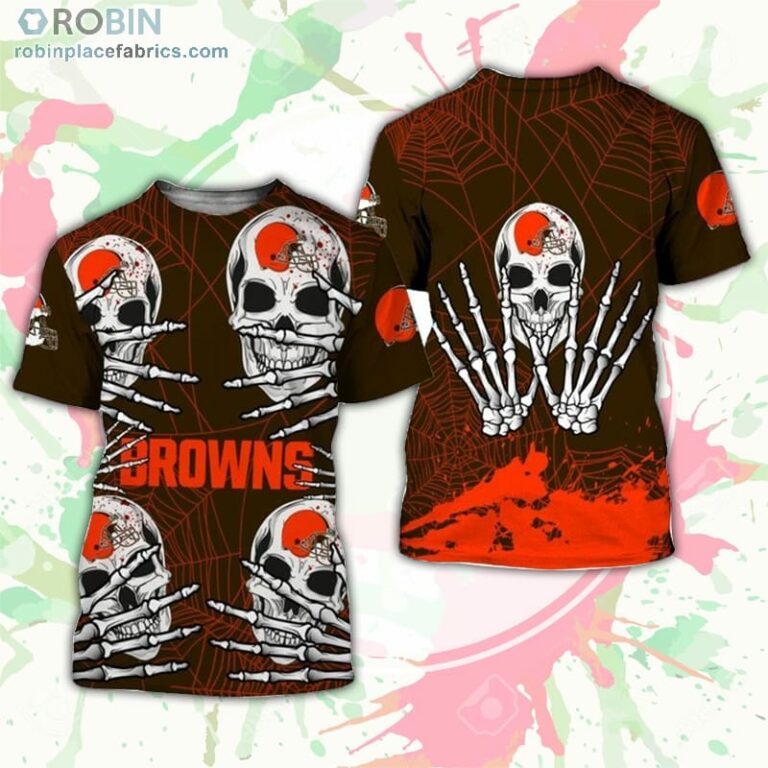 Cleveland Browns T-Shirt Skull For Halloween Graphic – AOP Tshirt