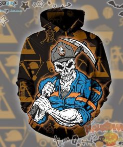 Coal Miner Skull Walking Halloween Pattern 3D All-Over Print Unisex Hoodie