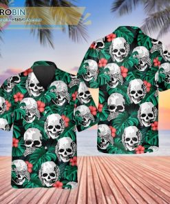 Colorful Diamond Skull 3D Printed Casual Short Sleeve Hawaiian Shirts