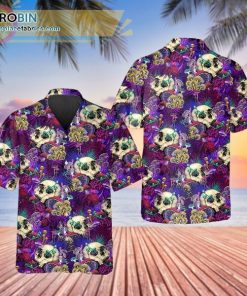Colorful Mushroom Skull 3D Printed Casual Short Sleeve Hawaiian Shirts