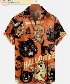 Crazy Cat halloween Casual Short Sleeve Hawaiian Shirts