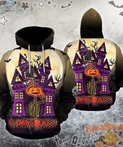 Creepy Castle Flaming Week Halloween Colorful 3D All-Over Print Unisex Hoodie