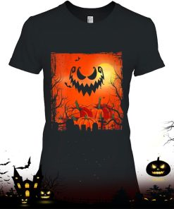 Creepy Halloween Costume Flying Bats Spooky Pumpkin Shirt