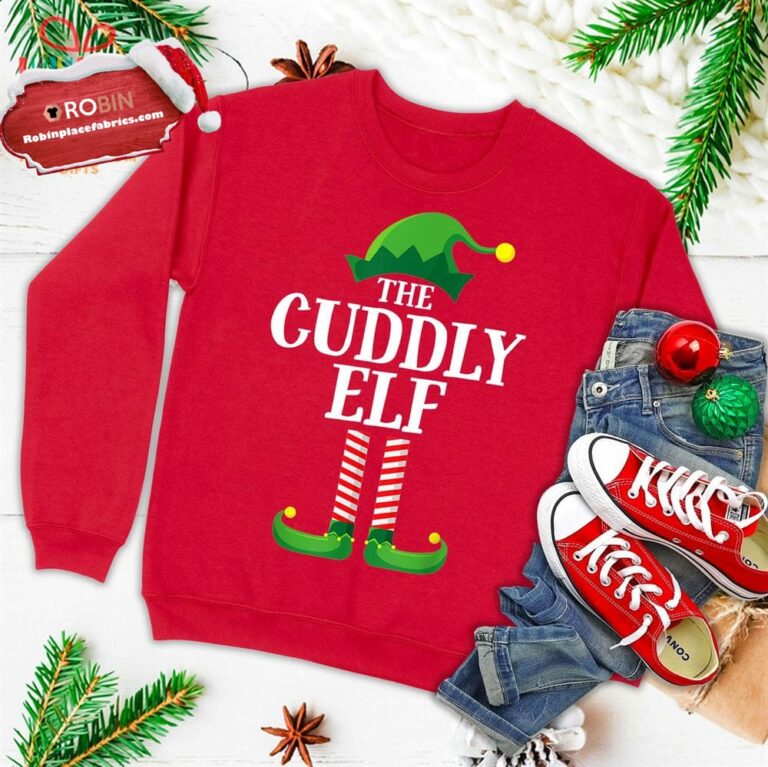 Cuddly Elf Matching Family Group Christmas Party Pajama Ugly Christmas Sweatshirt