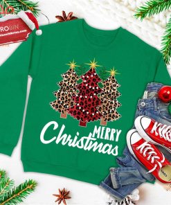 cute merry christmas leopard print tree christmas xmas ugly christmas sweatshirt 1 9RrGn