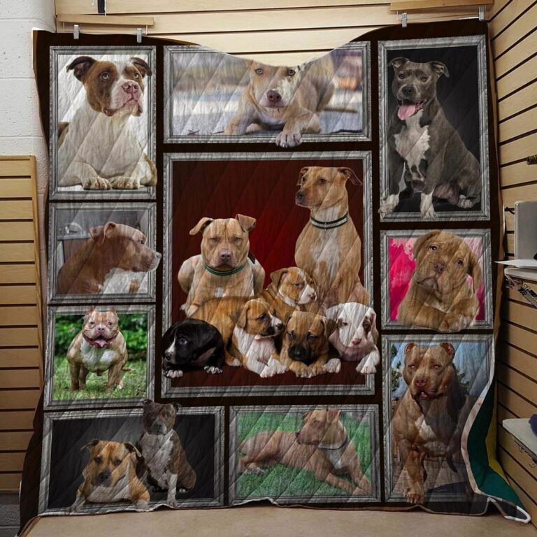 Cute Pitbull Quilt Blanket