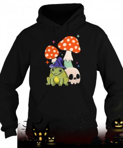 cute witchy frog cottagecore frog wizard frog with mushroom and skull witchcraft halloween shirt 1454 UGyAd