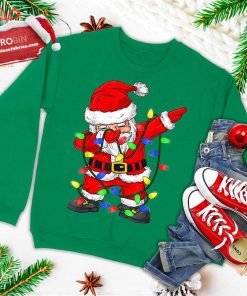 dabbing santa claus christmas tree lights boys kids dab xmas ugly christmas sweatshirt 1 mG42L