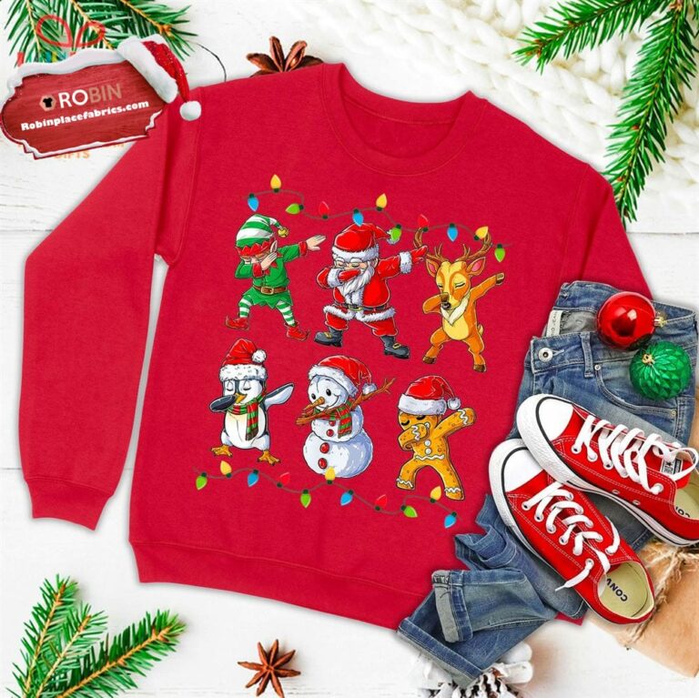 Dabbing Santa Elf Friends Christmas Kids Boys Men Xmas Gifts Ugly Christmas Sweatshirt