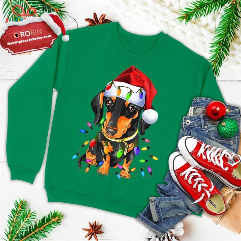 Dachshund Christmas Loves Led Gifts Cute Dog Lovers Ugly Christmas Sweatshirt
