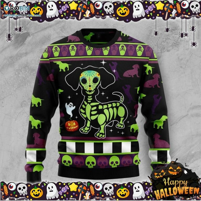 Dachshund Pumpkin Halloween Ugly Sweater