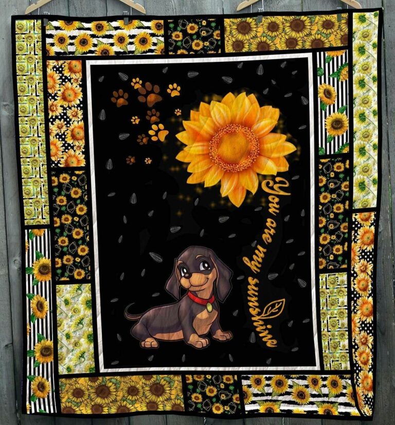 Dachshund You Are My Sunshine Quilt Blanket