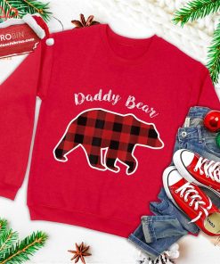 Daddy Bear Men Red Plaid Christmas Pajama Family Dad Gift Ugly Christmas Sweatshirt