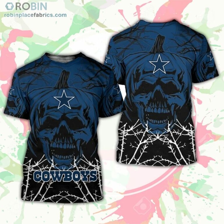 Dallas Cowboys T-Shirt Halloween Pumpkin Skull – AOP Tshirt