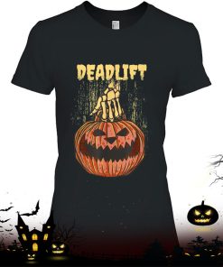 Deadlift Halloween Gym Apparel Scarry Skeleton Hand Pumpkin Shirt