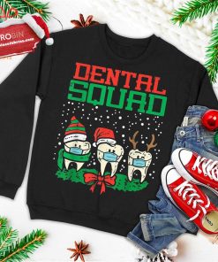 Dental Squad Teeth In Mask Christmas Quarantine Dentist Gift Ugly Christmas Sweatshirt