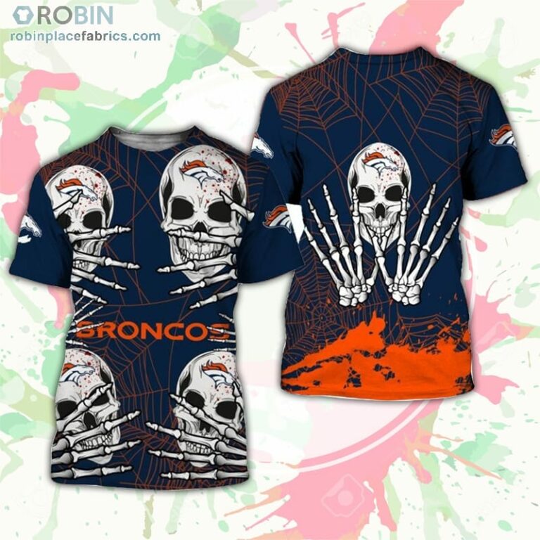 Denver Broncos T-Shirt Skull For Halloween Graphic – AOP Tshirt
