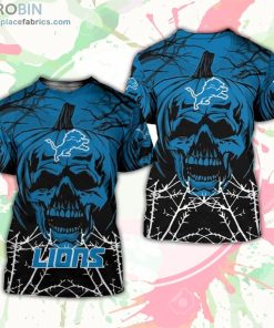 Detroit Lions T-Shirt Halloween Pumpkin Skull – AOP Tshirt