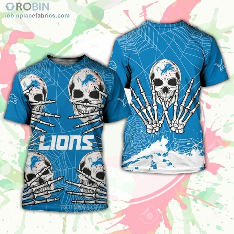 Detroit Lions T-Shirt Skull For Halloween Graphic – AOP Tshirt