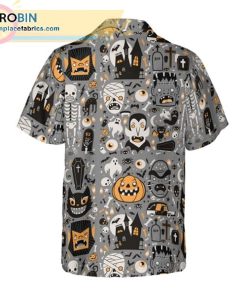 doodle pattern happy halloween casual short sleeve hawaiian shirts 251 dLAPy