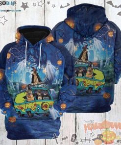 Driving German Shepherd Halloween Blue 3D All-Over Print Unisex Hoodie