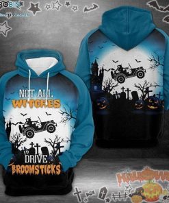 Driving Witch Drive Broomstick Halloween Blue 3D All-Over Print Unisex Hoodie