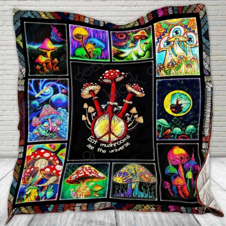 Eat Mushrooms See The Universe Premium Quilt Blanket
