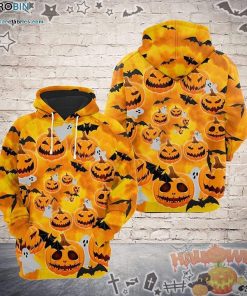 Evil Pumkin Halloween Orange 3D All-Over Print Unisex Hoodie