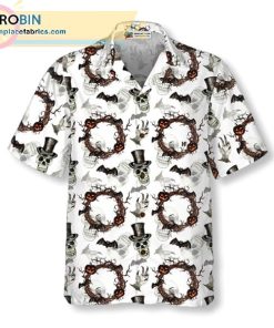 Festive Halloween Gentleman Skull Casual Short Sleeve Hawaiian Shirts