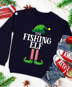 Fishing Elf Matching Family Group Christmas Party Pajama Ugly Christmas Sweatshirt