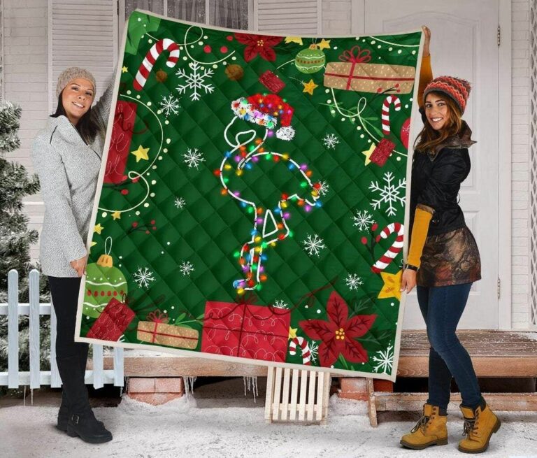 Flamingo Christmas On Green Sherpa Quilt & Fleece Blanket