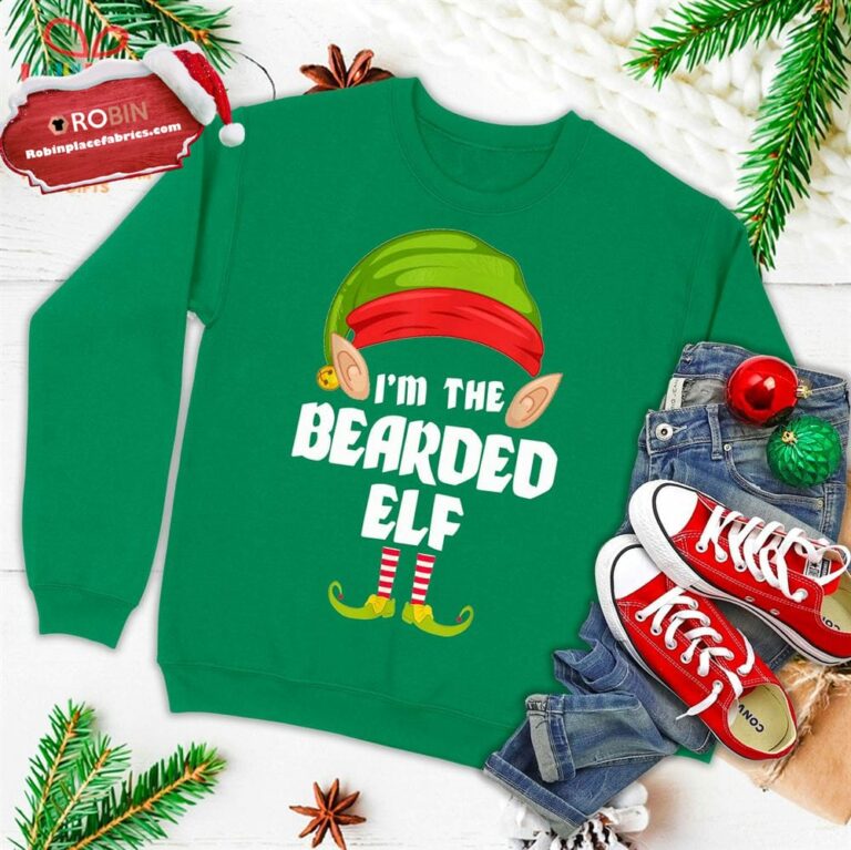 Funny Bearded Elf Matching Family Group Pj Christmas Ugly Christmas Sweatshirt